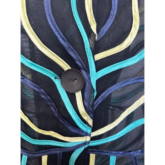 Saint Gil Paris VTG Flare Sleeve Mesh Sheer Statement Top Black Artsy Women Sz M - Picture 5 of 6